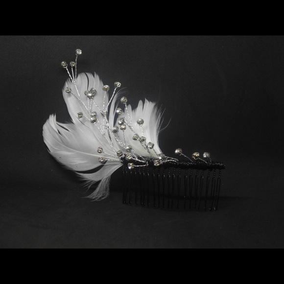 Large bridal hair comb hair jewelry rhinestones - Picture 5 of 7